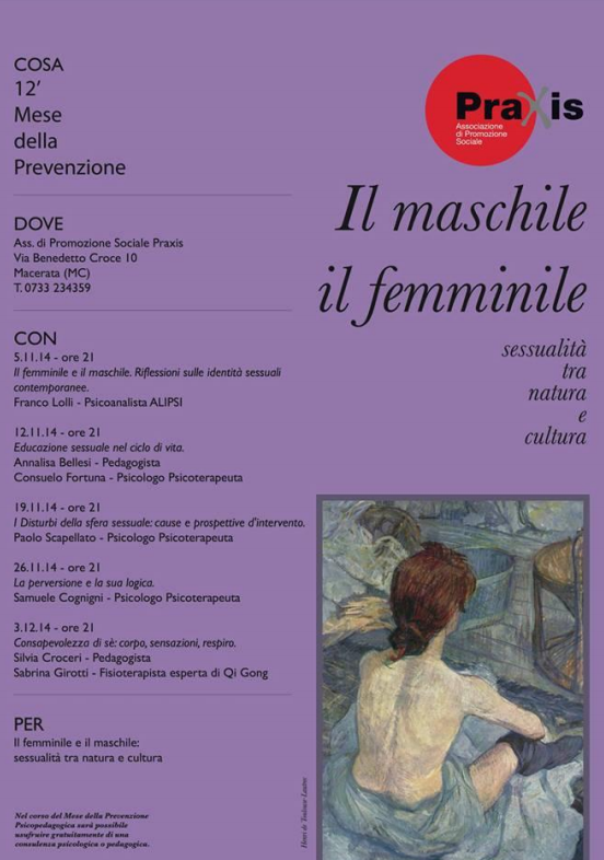 MESE DELLA PREVENZIONE PRAXIS 2014 ANNO 12° – IL MASCHILE E IL FEMMINILE