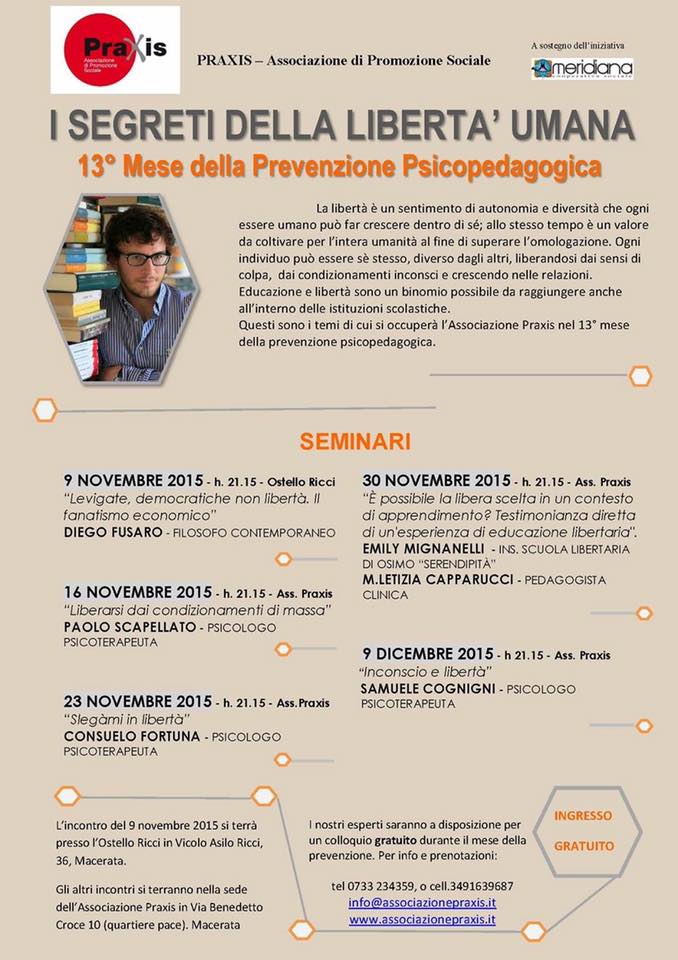 MESE DELLA PREVENZIONE PRAXIS 2015 ANNO 13° – I SEGRETI DELLA LIBERTA’ UMANA