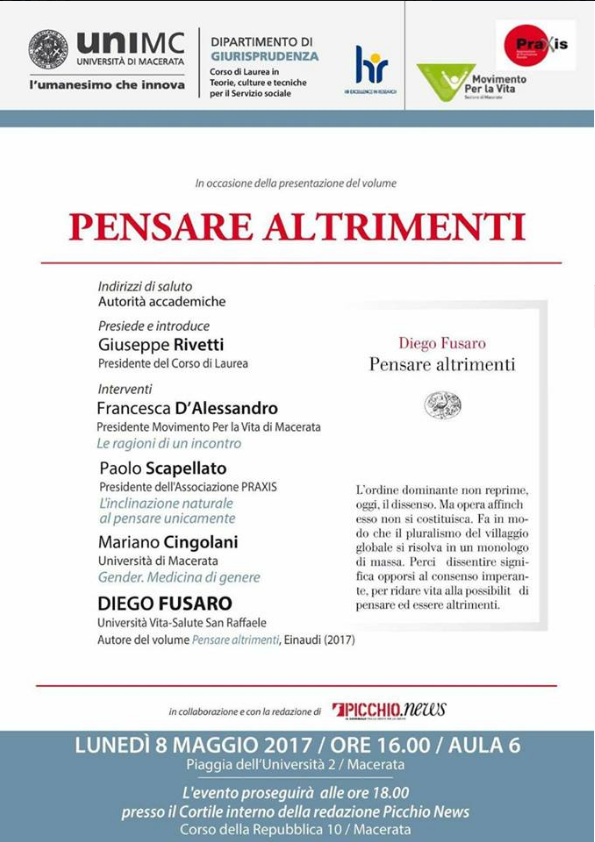 PENSARE ALTRIMENTI – Seminario presso Università di Macerata